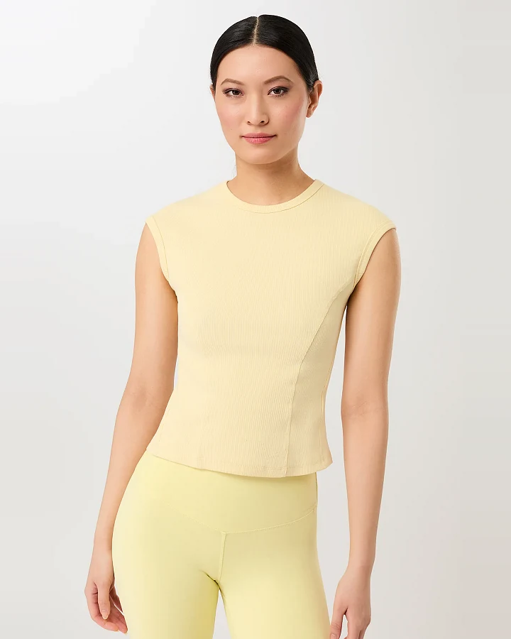 MANDALA Damen vegan Top Ribbed Sport Gelb