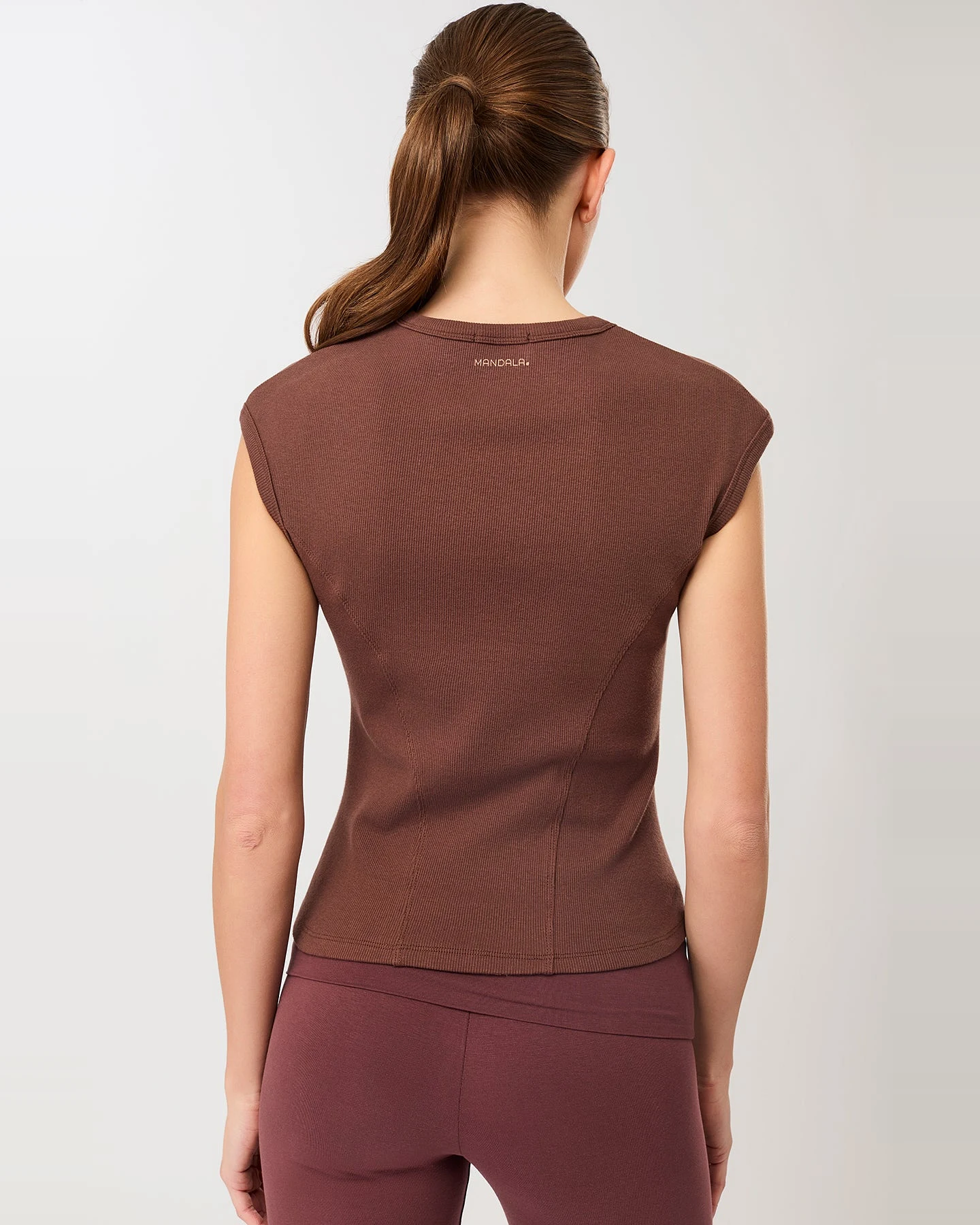 MANDALA Damen vegan Top Ribbed Sport Oak – Ansicht 2
