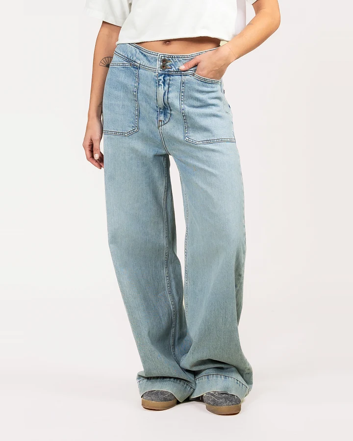 Kuyichi Damen vegan Jeans Farrah Worker Stahlblau