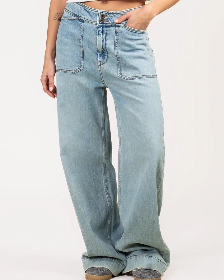 Kuyichi Damen vegan Jeans Farrah Worker Stahlblau