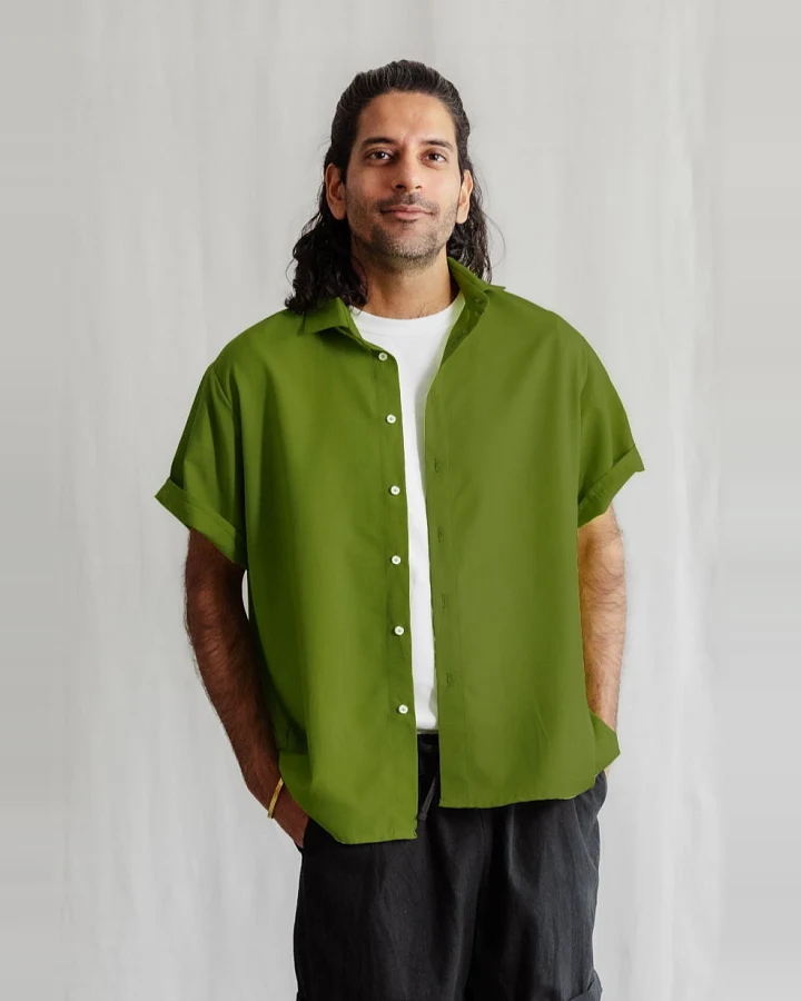 Jyoti Fair Works Herren vegan Hemd Nehani Basilikum Grün
