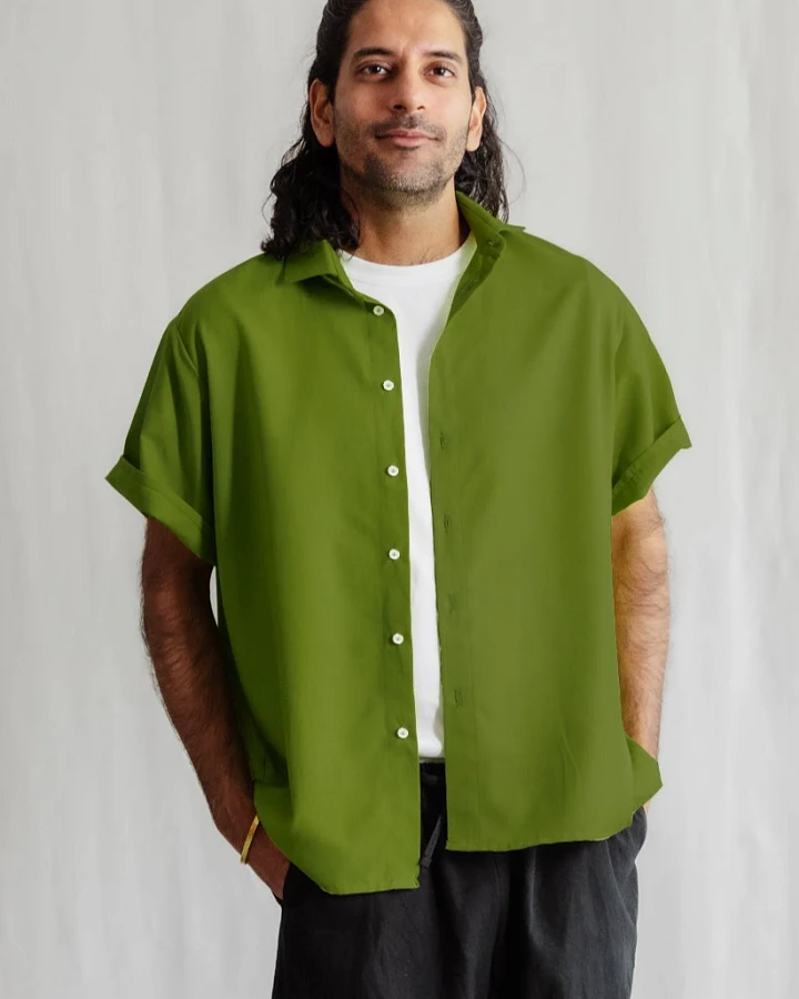Jyoti Fair Works Herren vegan Hemd Nehani Basilikum Grün