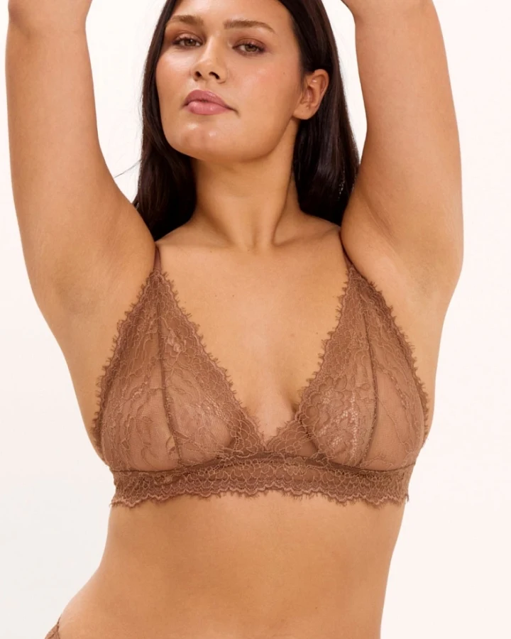 Understatement Damen vegan Bralette Lace Triangle Mocha