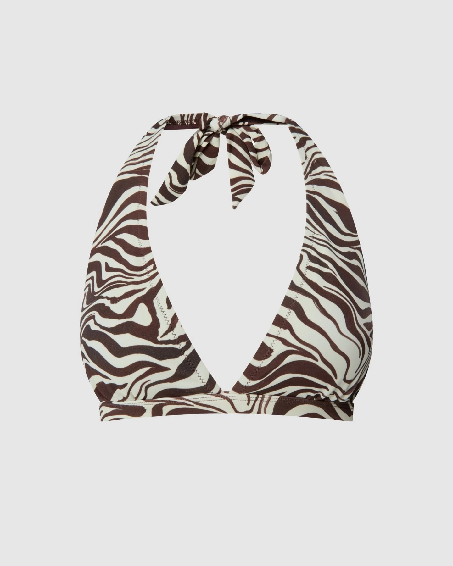 Understatement Damen vegan Bikinioberteil Halter Zebra Braun Creme – Ansicht 2