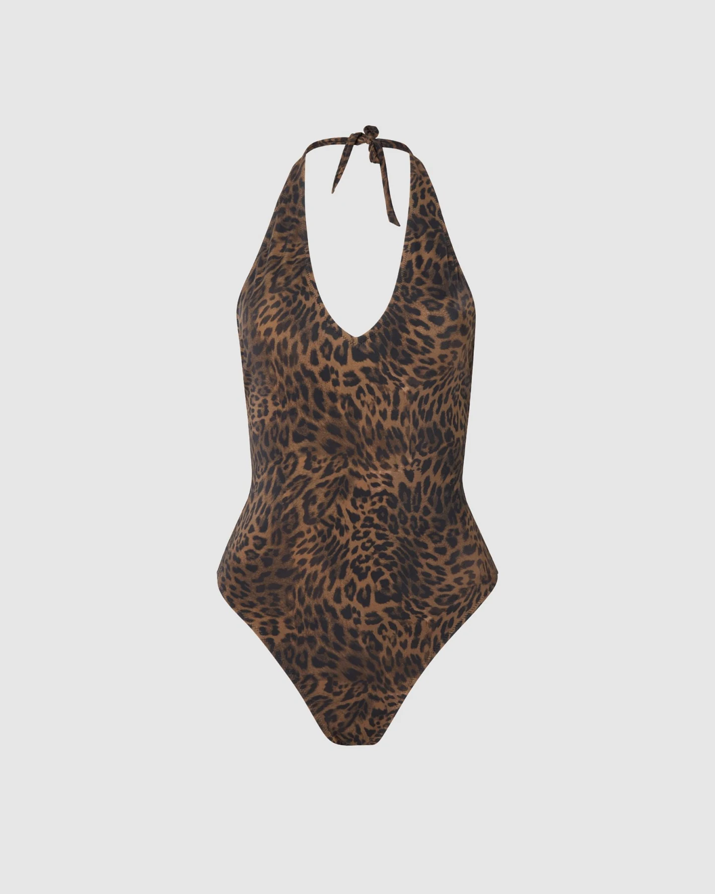 Understatement Damen vegan Badeanzug Neckholder Dark Leopard – Ansicht 2