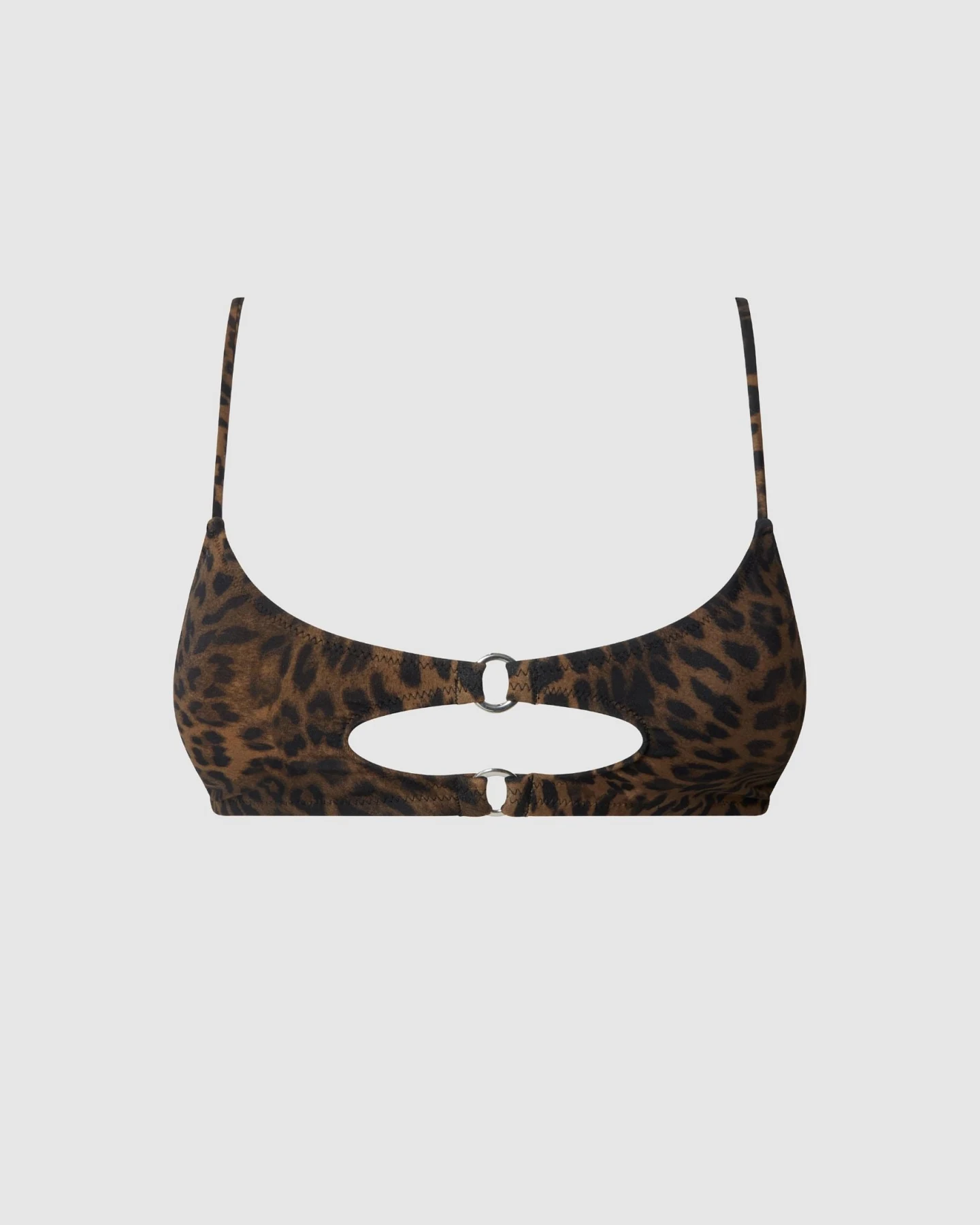 Understatement Damen vegan Bikinioberteil Ring Cut Out Dark Leopard – Ansicht 2