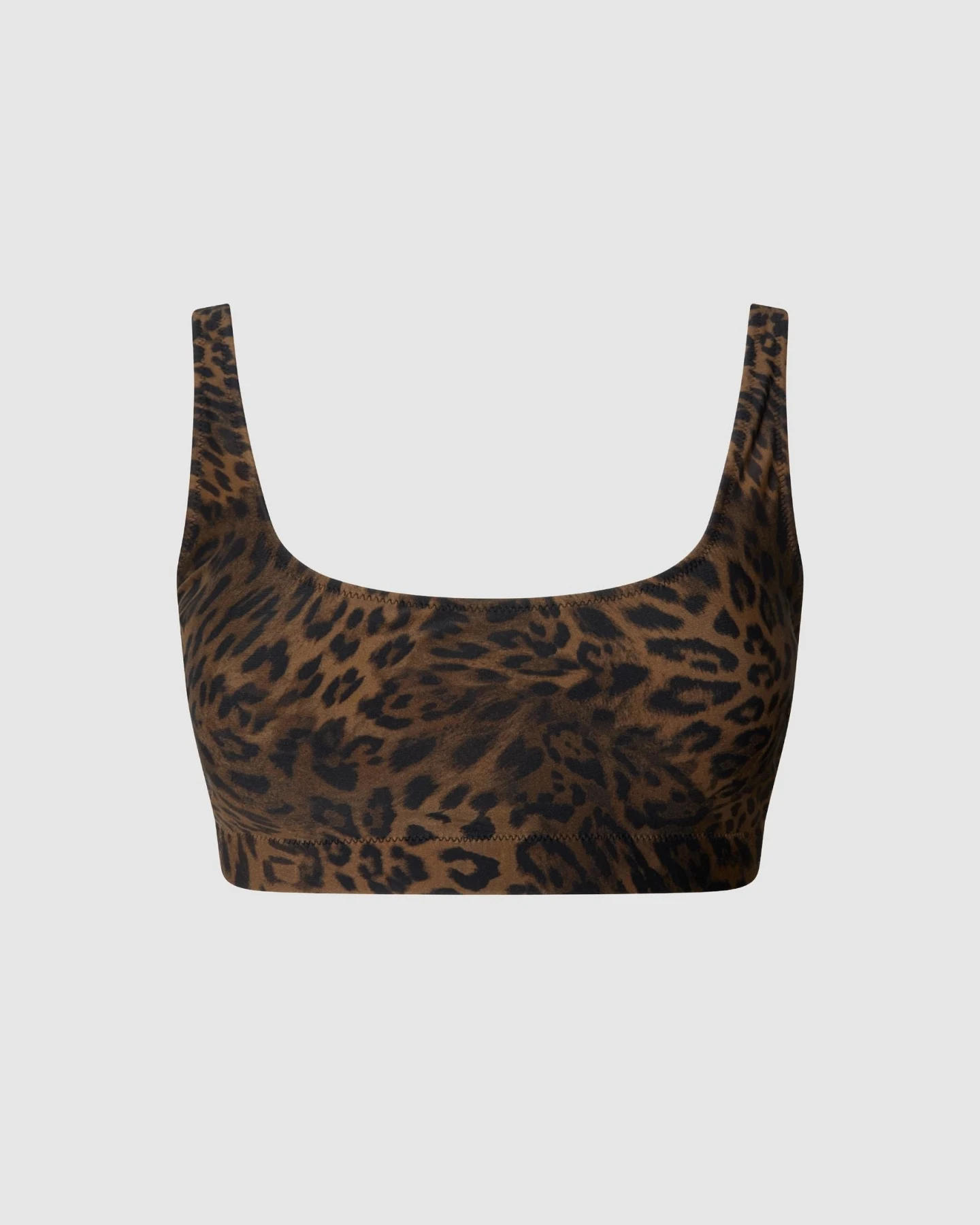 Understatement Damen vegan Bikinioberteil Scoop Verstellbar Dunkel Leopard – Ansicht 2