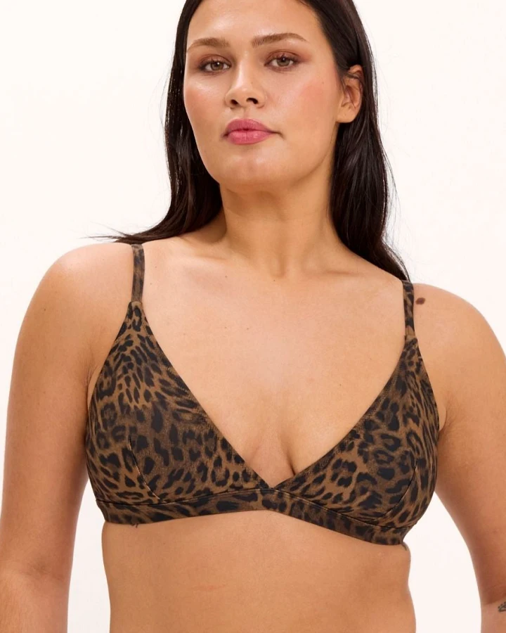 Understatement Damen vegan Bikinioberteil Triangle Dark Leopard