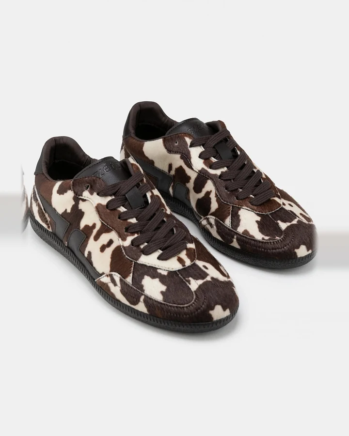 Zèta Damen vegan Sneaker Delta Cow Print Braun/Weiß