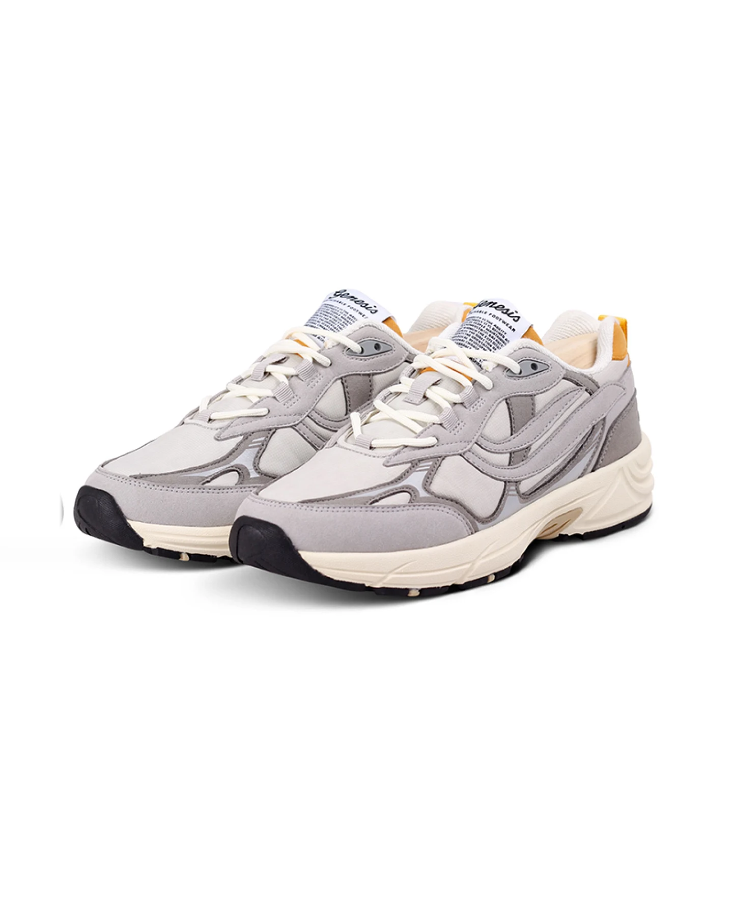 Genesis Herren vegan Sneaker G-Eco`99 Paddy Mesh Grau Senf – Ansicht 2