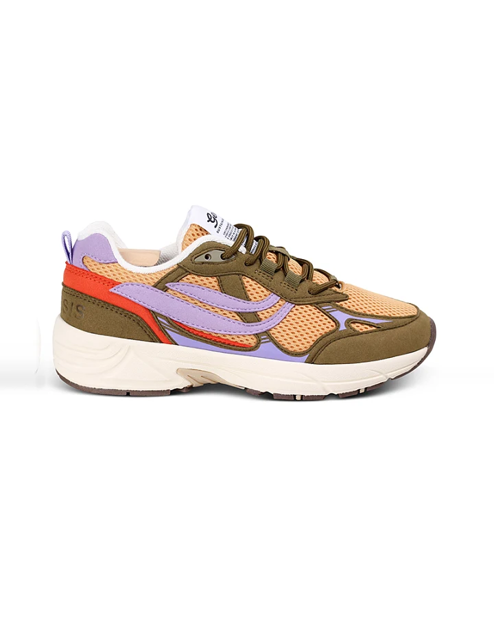 Genesis Damen vegan Turnschuhe G-Eco'99 Multi Olive Senf Lavendel