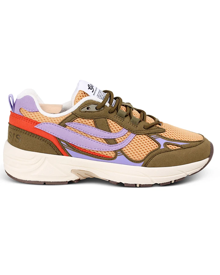 Genesis Damen vegan Turnschuhe G-Eco'99 Multi Olive Senf Lavendel