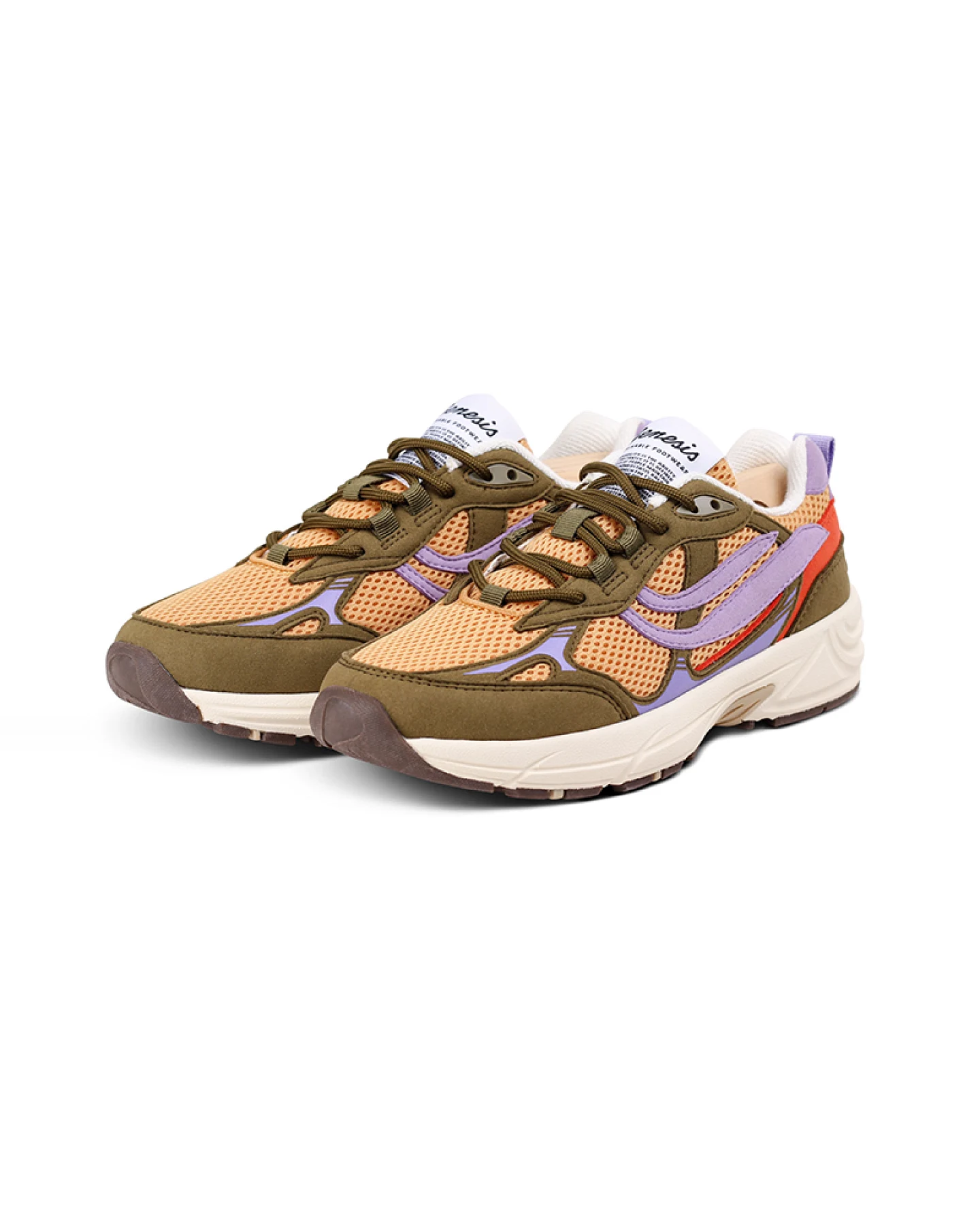 Genesis Damen vegan Turnschuhe G-Eco'99 Multi Olive Senf Lavendel – Ansicht 2