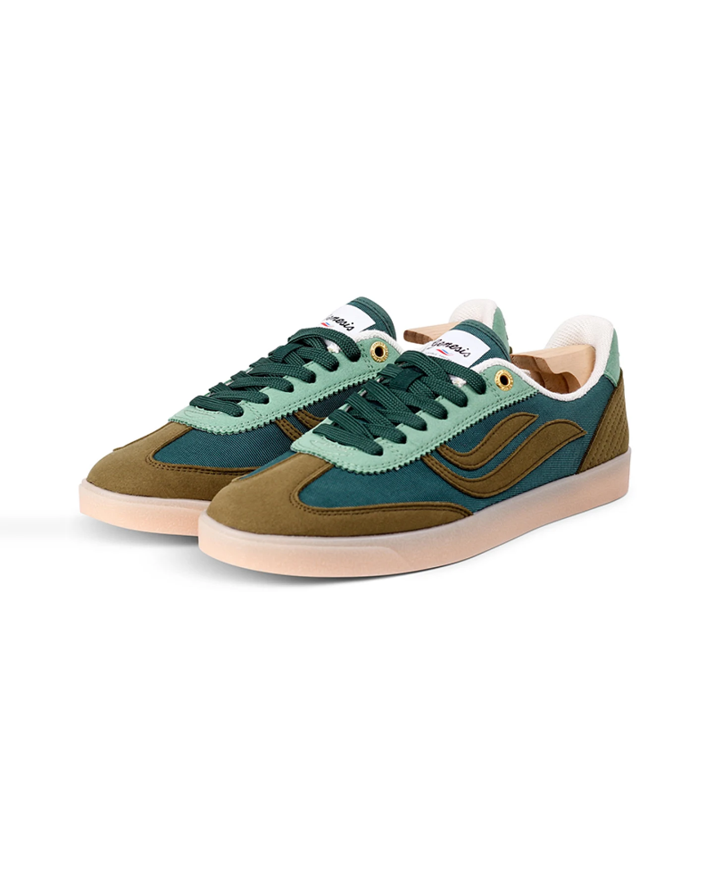 Genesis Herren vegan Sneaker G-Volley Mesh Amber Grün Petrol – Ansicht 2