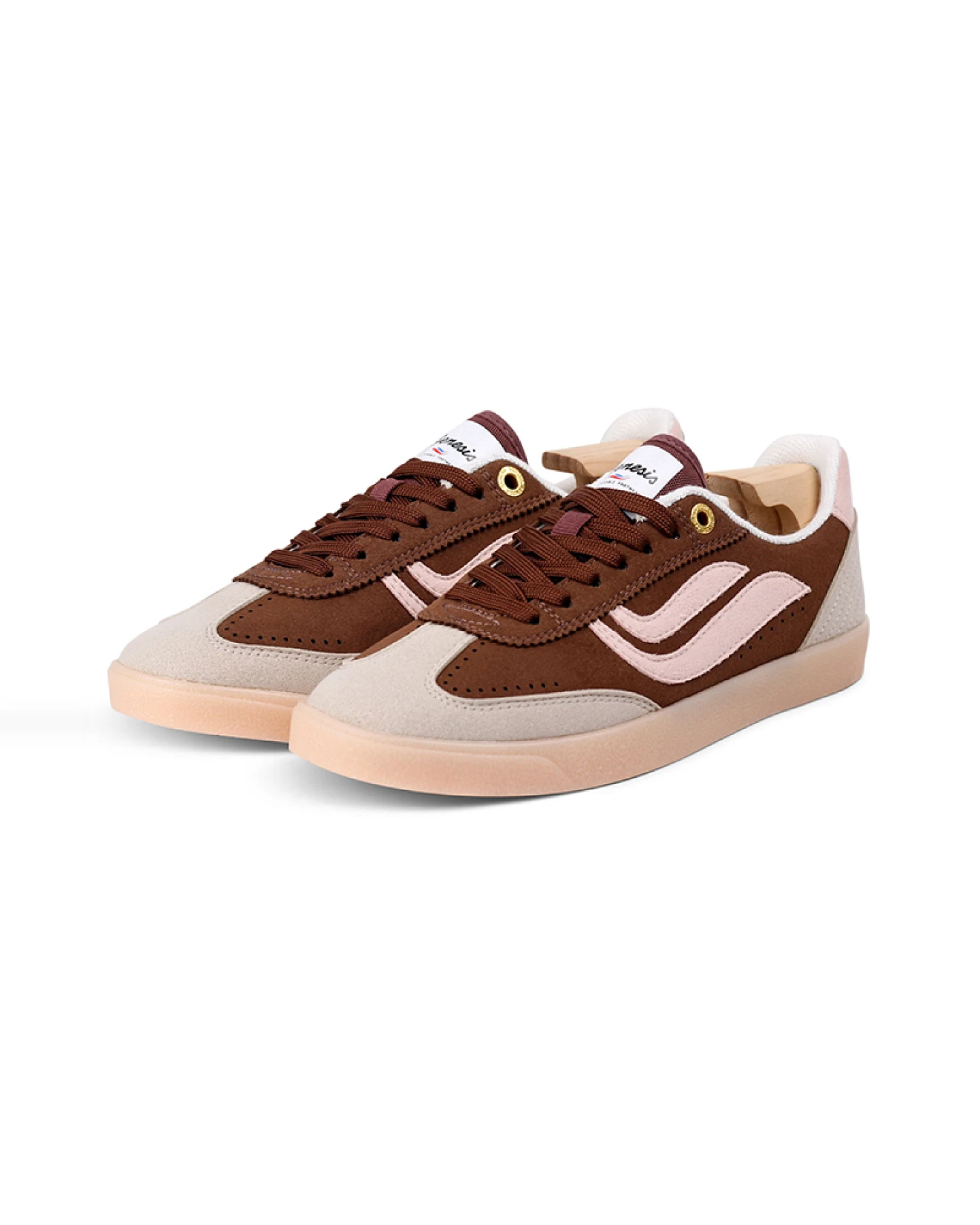 Genesis Damen vegan Turnschuhe G-Volley Hairy Grau Braun Rose – Ansicht 2