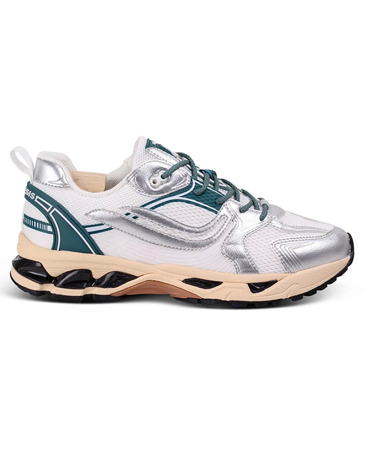 Genesis Herren vegan Turnschuhe G-Ultra Rec Rub Silber Weiß Petrol
