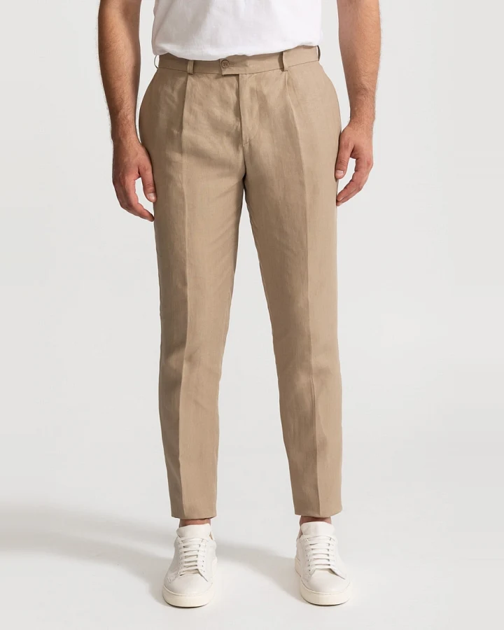 De IONESCU Herren vegan Hose The Romana Leinen Sand