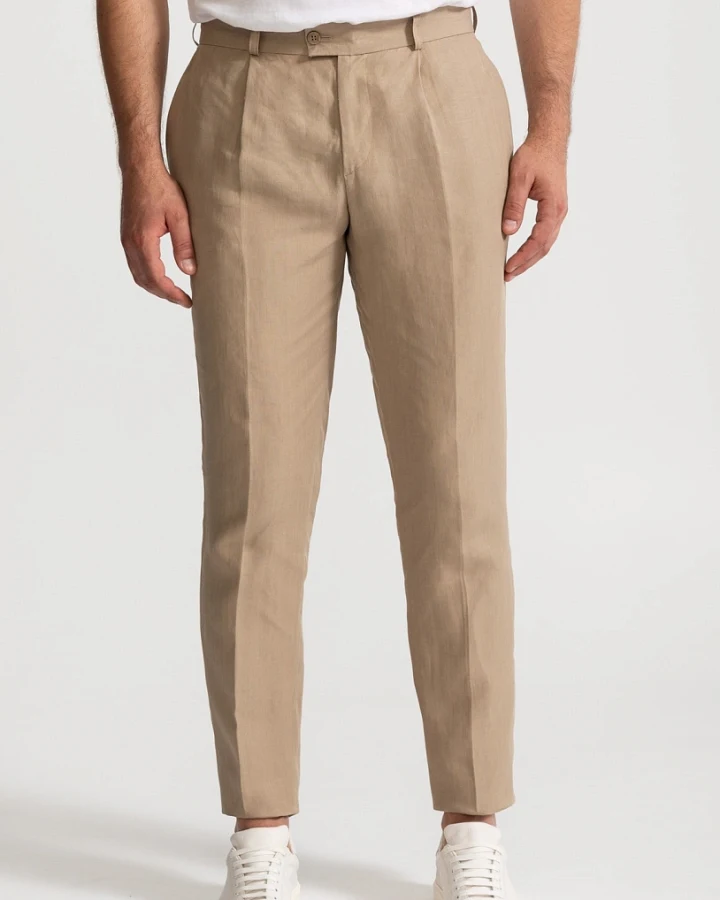 De IONESCU Herren vegan Hose The Romana Leinen Sand