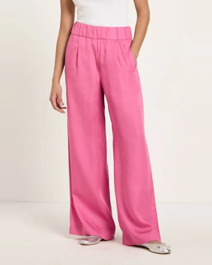 Lanius Damen vegan Hose Weites Bein Rosa