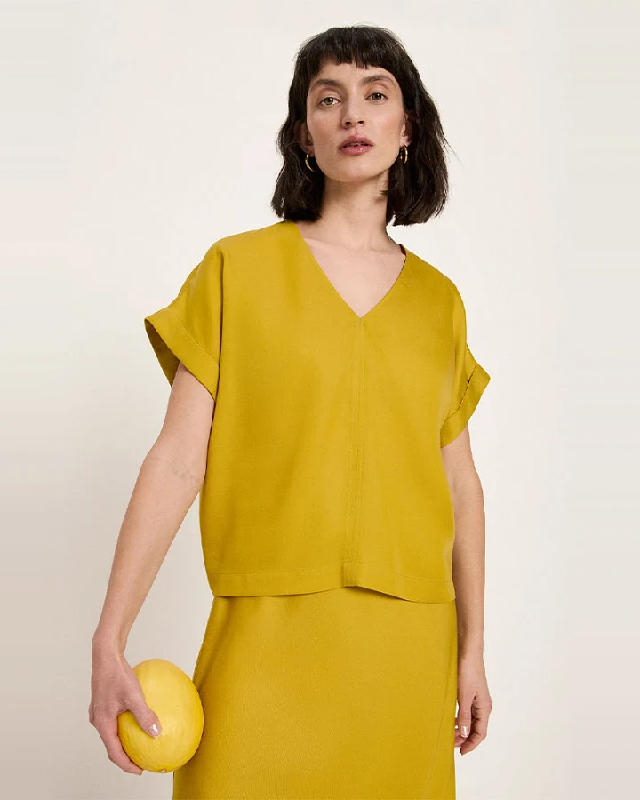Lanius Damen vegan Bluse Gelb