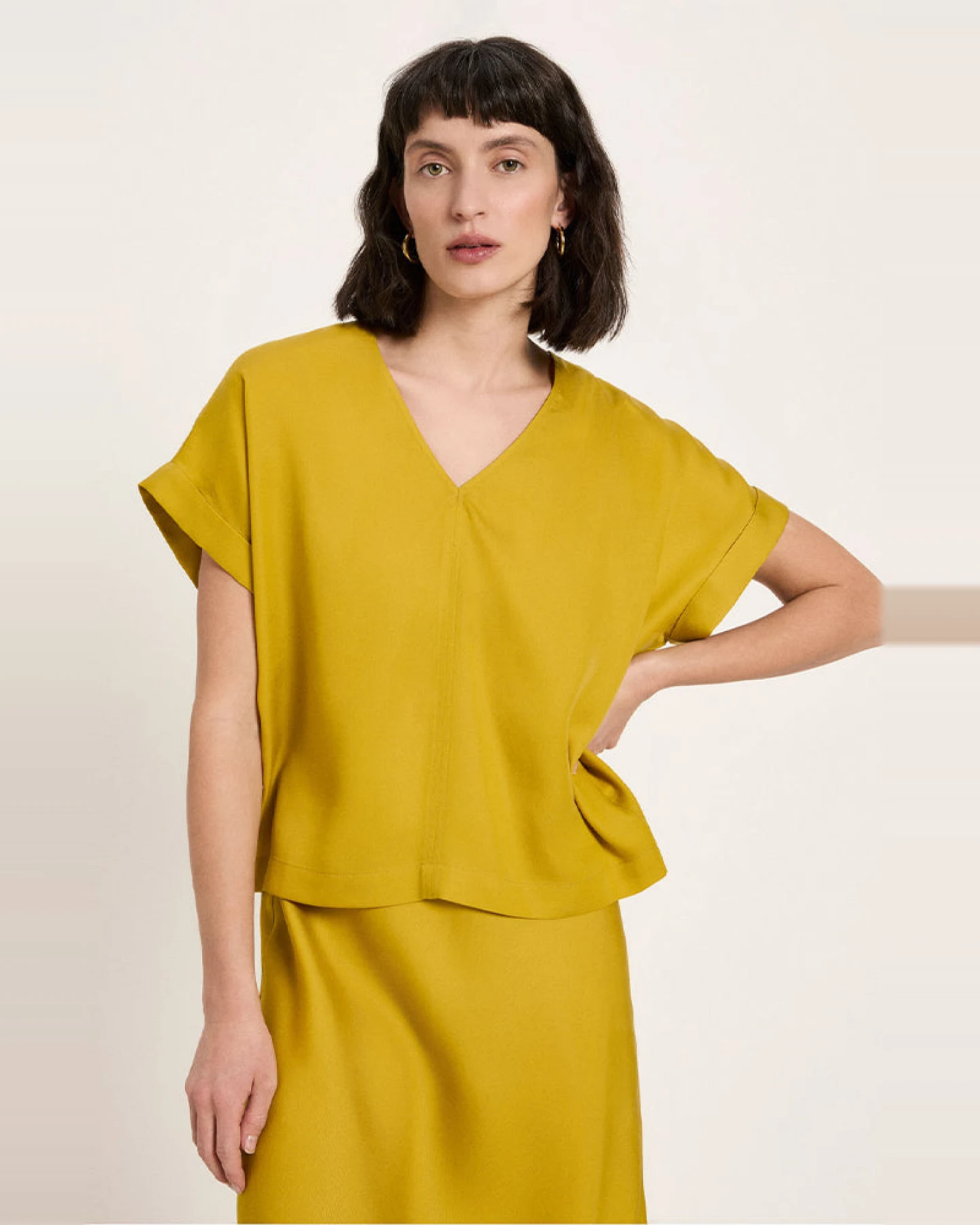 Lanius Damen vegan Bluse Gelb – Ansicht 2