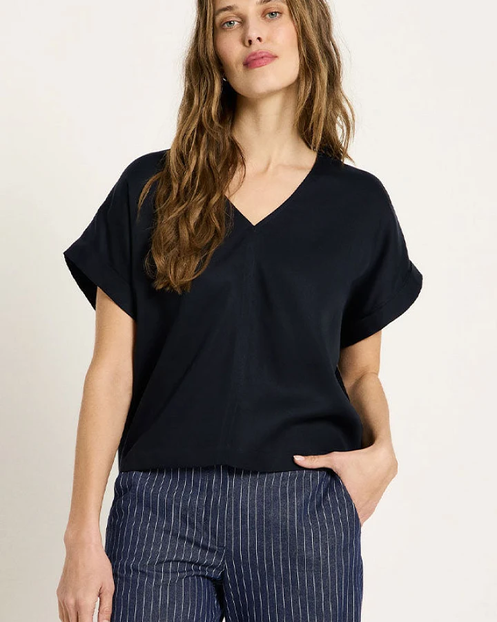 Lanius Damen vegan Bluse Mitternachtsblau