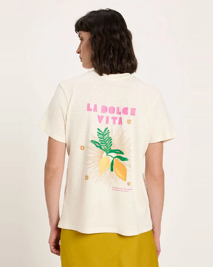 Lanius Damen vegan T-Shirt Dolce Vita Ungefärbt Beige