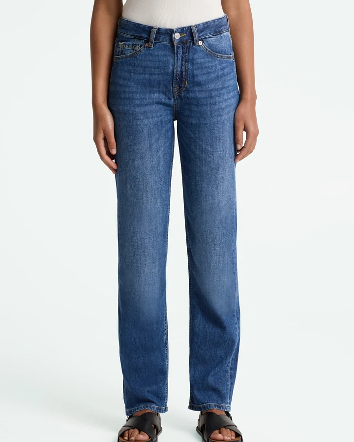 Kings of Indigo Damen vegan Jeans Inoe Cotton Flex Mid Washed Blau
