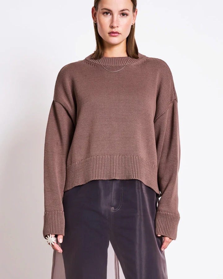 JAN 'N JUNE Damen vegan Pullover Yagmur Lehm Braun