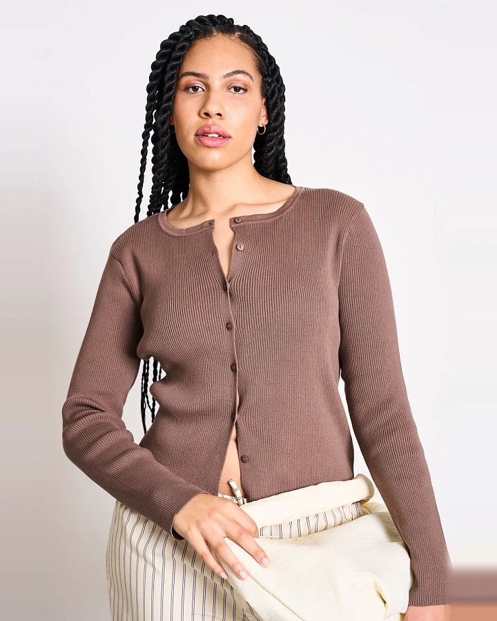 JAN 'N JUNE Damen vegan Strickjacke Glimt Lehm Braun
