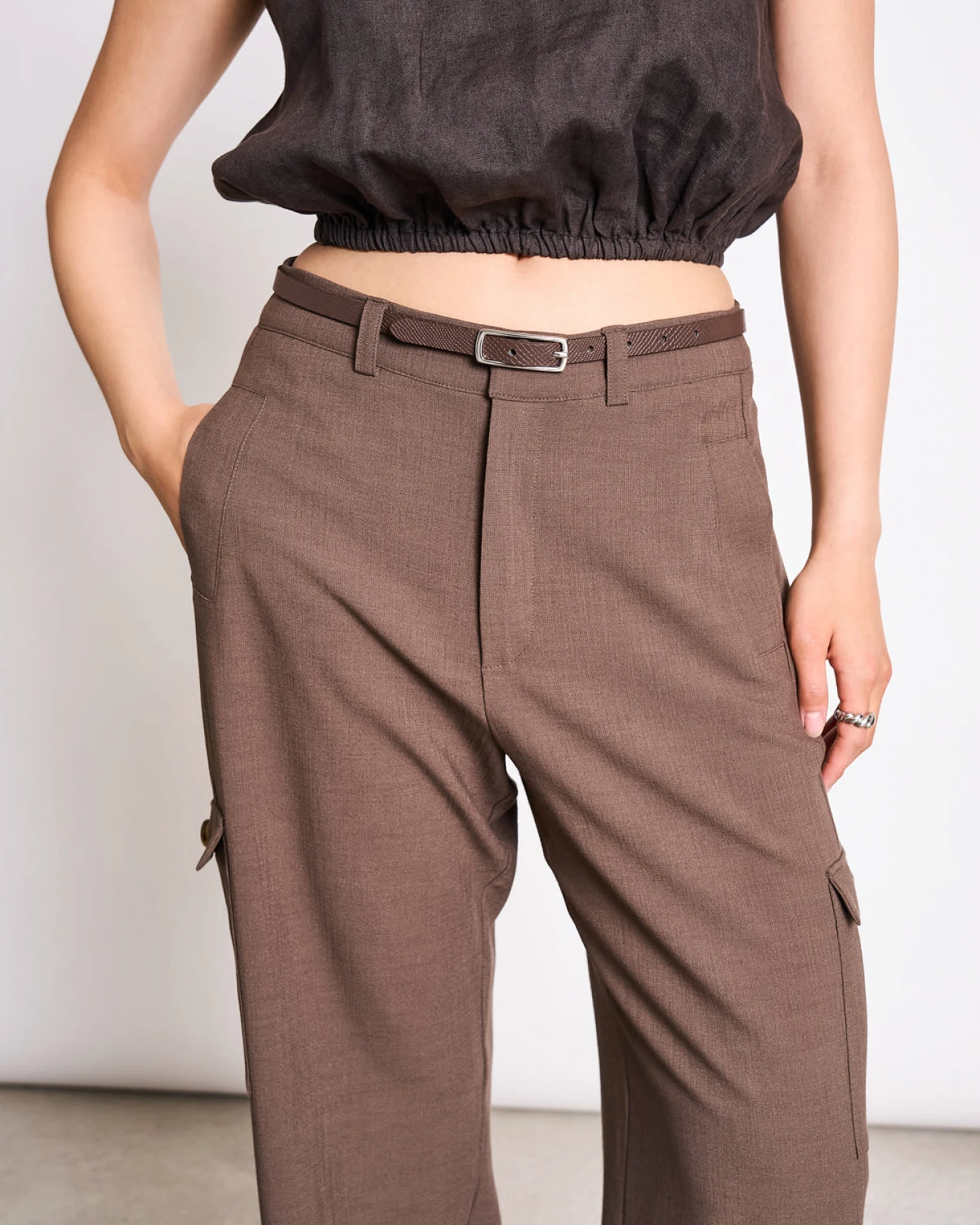 JAN 'N JUNE Damen vegan Gürtel Thin Nyby Snake Pattern Braun/Silber – Ansicht 2