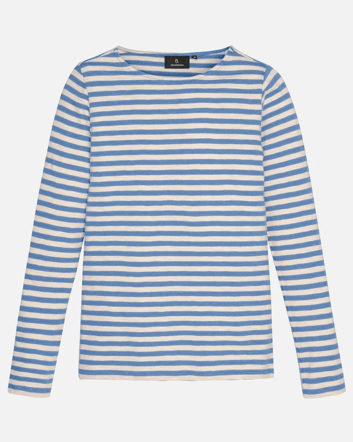 Recolution Damen vegan Longsleeve Iris Stripes Electric Blue