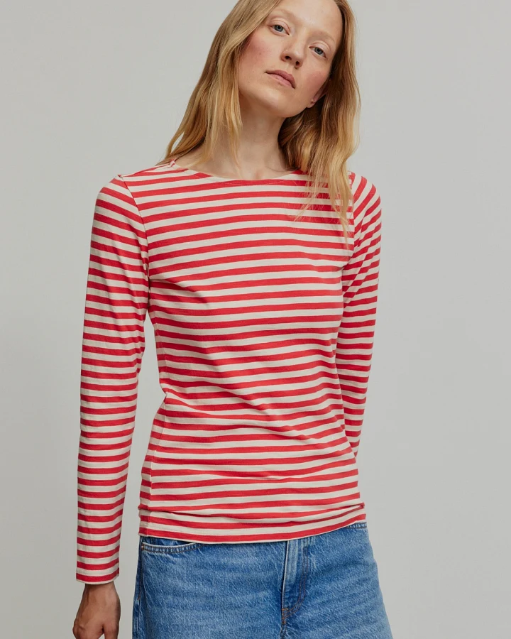 Recolution Damen vegan Longsleeve Iris Streifen Mars Rot