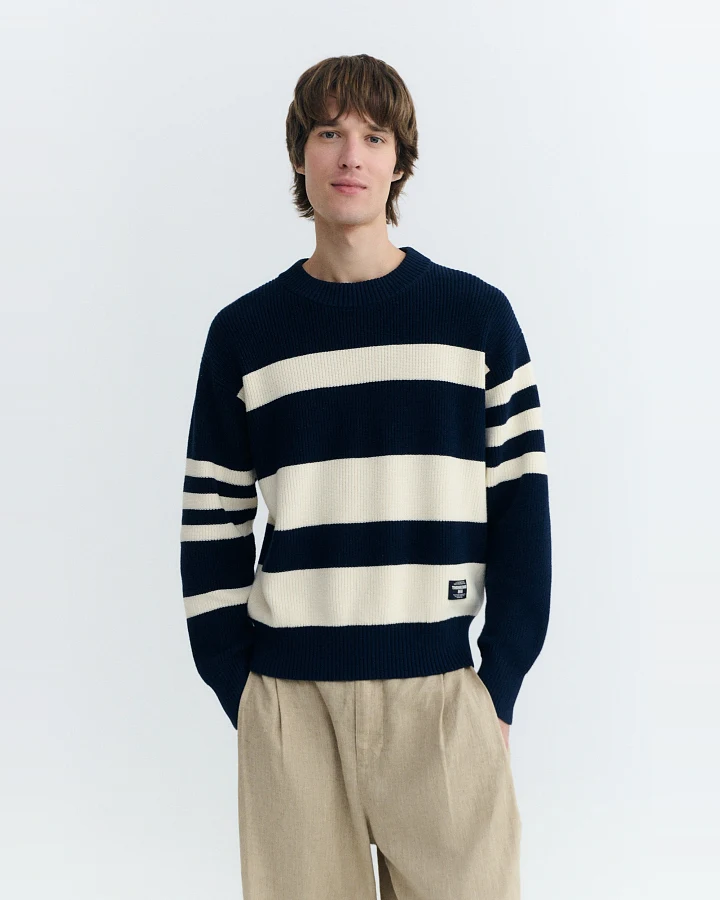 Thinking MU Herren vegan Pullover Jersey Santos Gestreift Navy