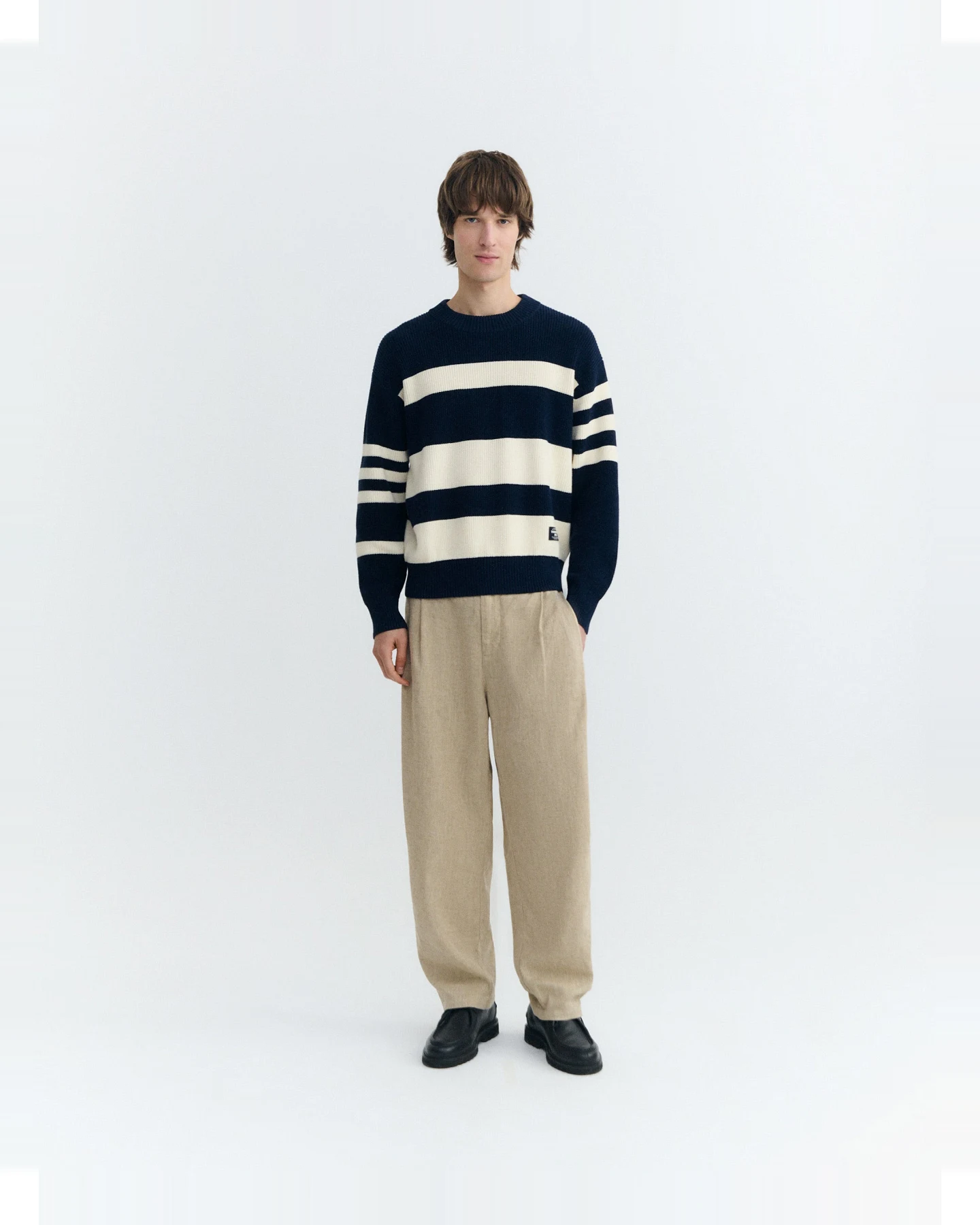 Thinking MU Herren vegan Pullover Jersey Santos Gestreift Navy – Ansicht 2
