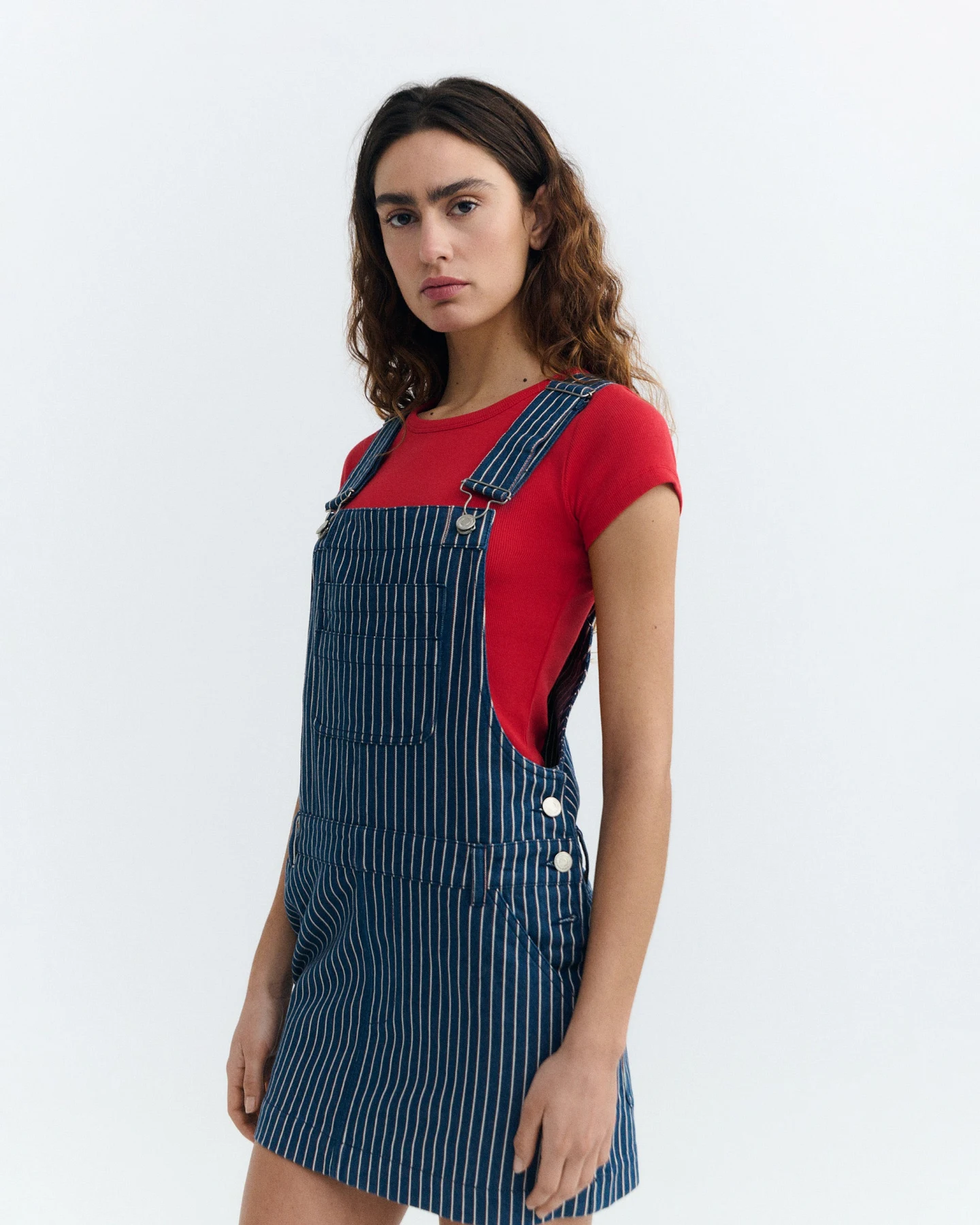 Thinking MU Damen vegan Kleid Rafaela Railway Stripes Blau – Ansicht 2