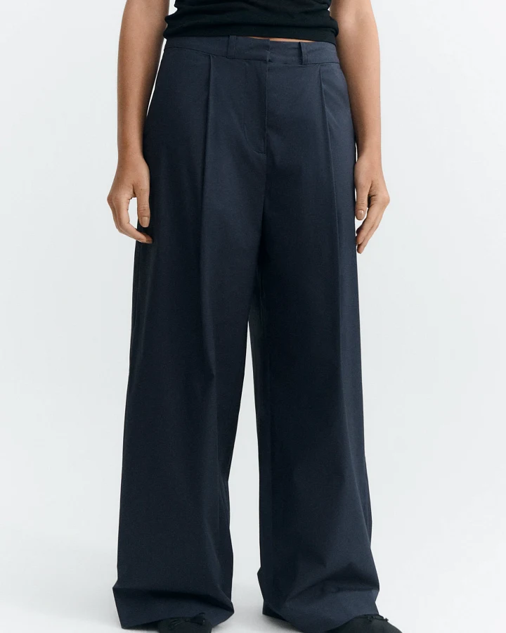 Thinking MU Damen vegan Hose Weites Bein Patty Navy