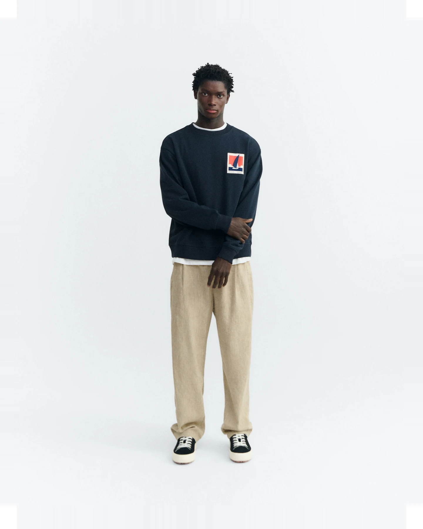 Thinking MU Herren vegan Sweatshirt Patched Optimist Leon Schwarz – Ansicht 2