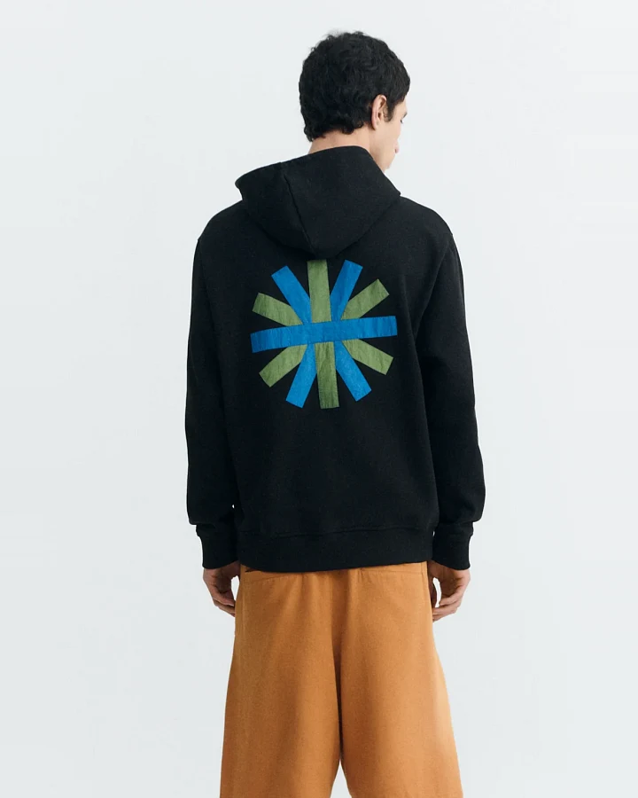 Thinking MU Herren vegan Sweatshirt Simon Sun Patch Rücken Schwarz