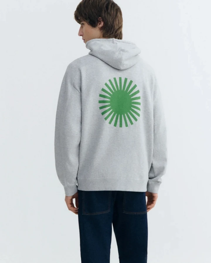 Thinking MU Herren vegan Sweatshirt Garfu Grün Sun Print Grau