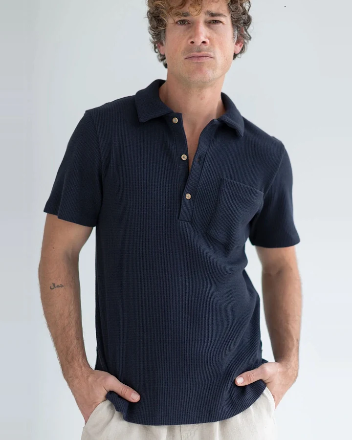 TWOTHIRDS Herren vegan Poloshirt Canning Dark Navy