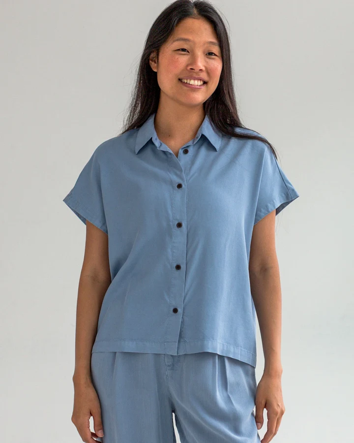TWOTHIRDS Damen vegan Hemd Cannes Denim Blau