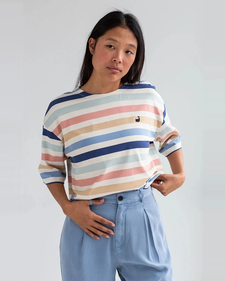TWOTHIRDS Damen vegan Top Fingal Multicolour Stripes