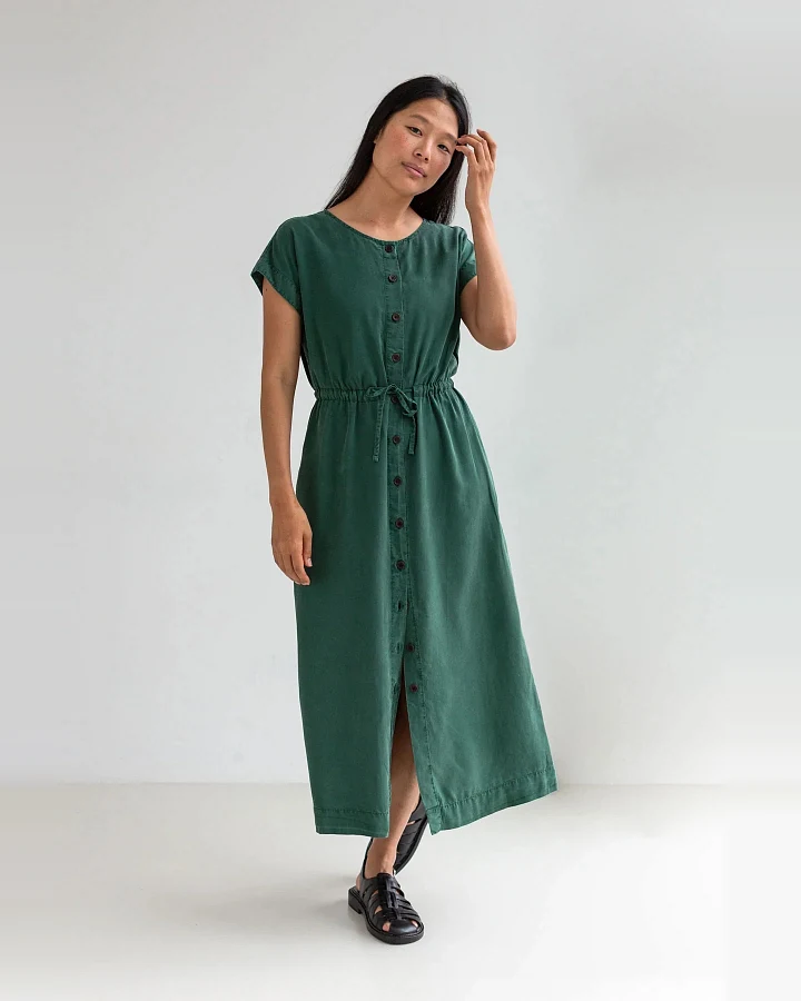 TWOTHIRDS Damen vegan Kleid Marasusa Dunkelgrün