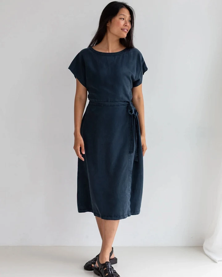 TWOTHIRDS Damen vegan Kleid Comte Navy Lagoon