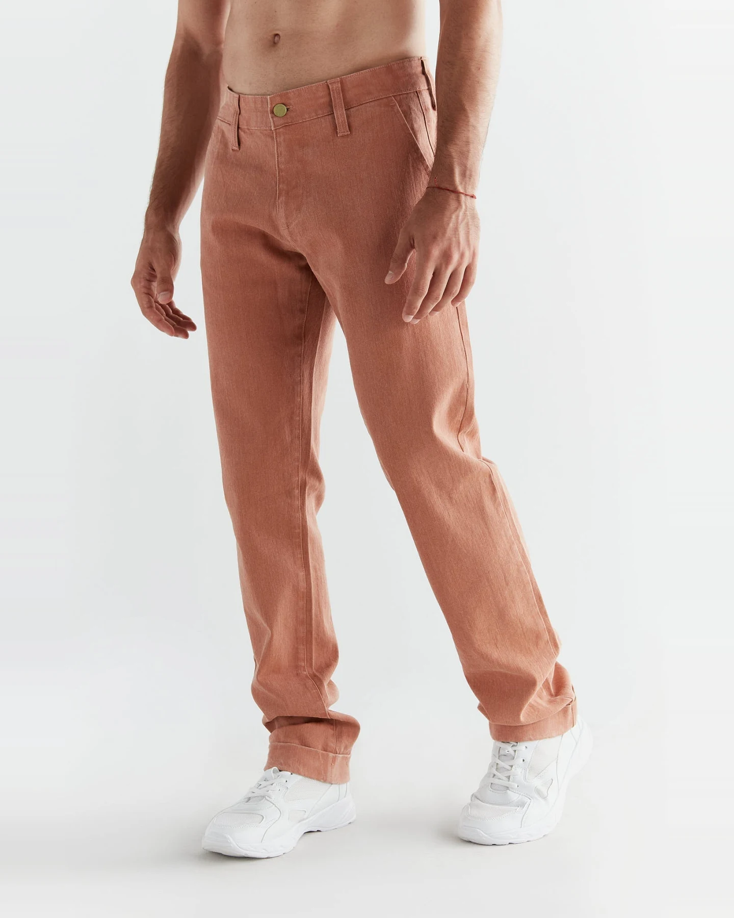 Evermind Herren vegan Denim Chinos Sunburn Orange – Ansicht 2
