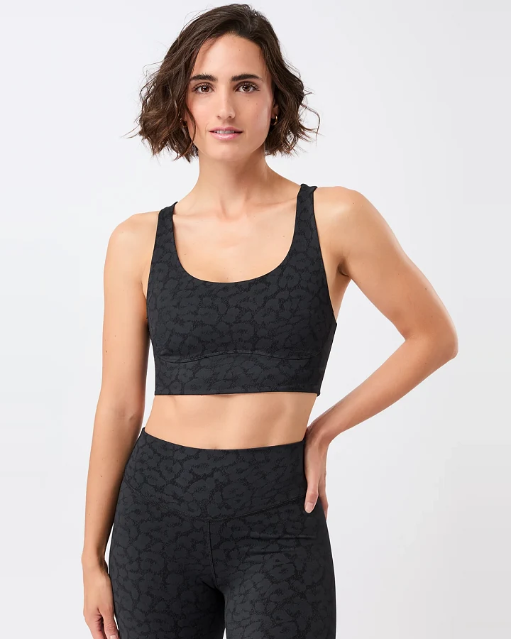 MANDALA Damen vegan Sport-Bh Bedruckter Leo Schwarz