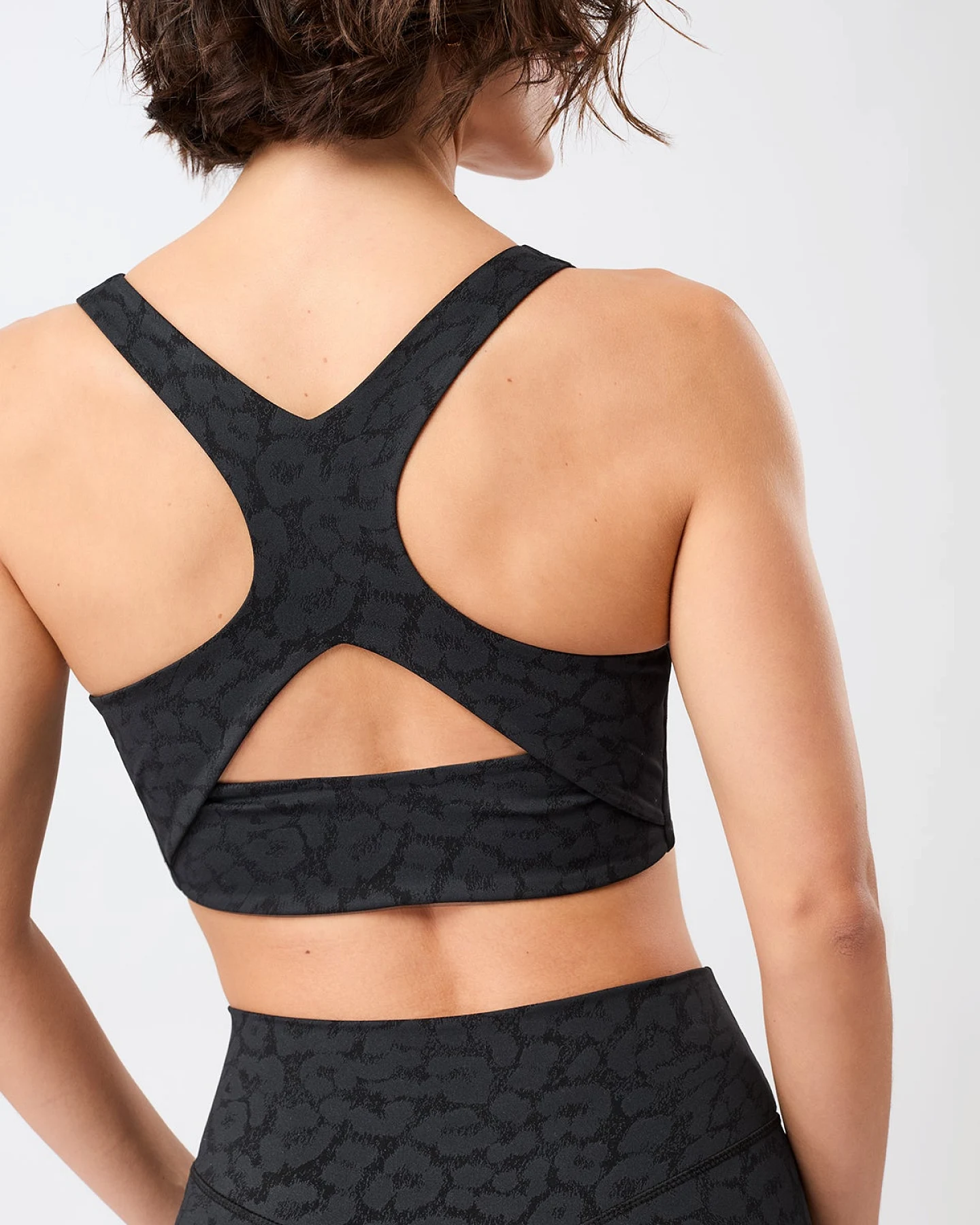 MANDALA Damen vegan Sport-Bh Bedruckter Leo Schwarz – Ansicht 2