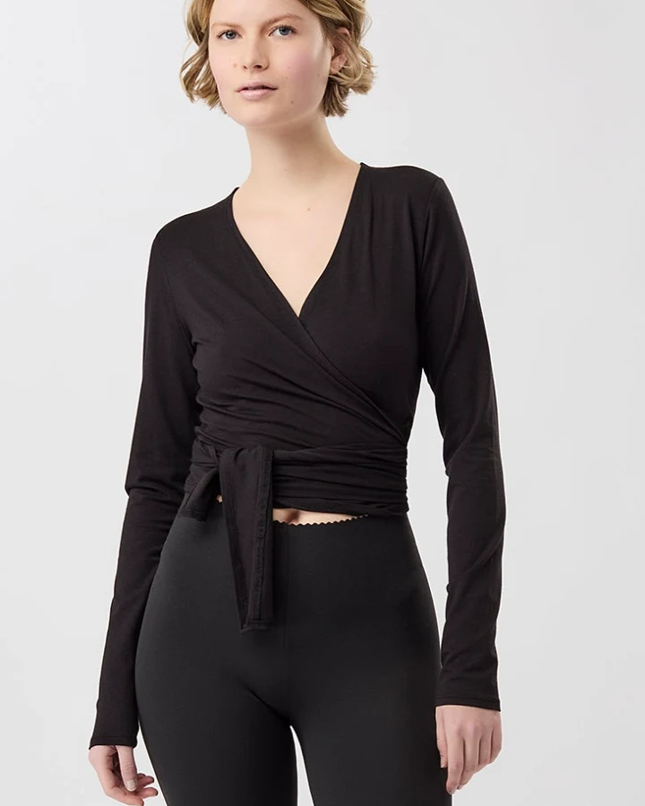 MANDALA Damen vegan Jacke Wrap Schwarz