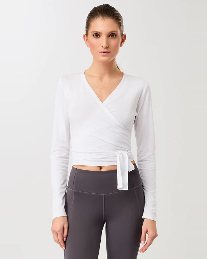 MANDALA Damen vegan Jacke Wrap Weiß